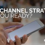 hand using a cell phone with words "omnichannel strategy are you ready?"